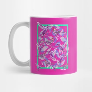 winged mockingbird and hummingbird pattern ecopop Mug